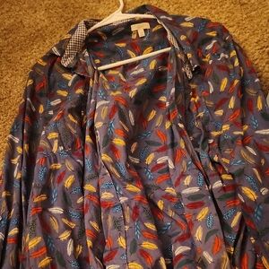 Talbots Blue and Red Casual Button Down Shirt